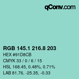 カラーコード: RGB 145.1 216.8 203 | qconv.com
