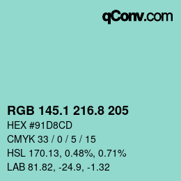 カラーコード: RGB 145.1 216.8 205 | qconv.com