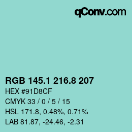 Color code: RGB 145.1 216.8 207 | qconv.com