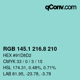Color code: RGB 145.1 216.8 210 | qconv.com