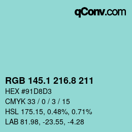 Color code: RGB 145.1 216.8 211 | qconv.com