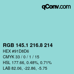 カラーコード: RGB 145.1 216.8 214 | qconv.com