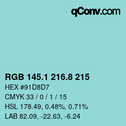 Color code: RGB 145.1 216.8 215 | qconv.com