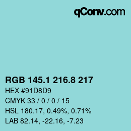 Color code: RGB 145.1 216.8 217 | qconv.com