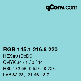 Código de color: RGB 145.1 216.8 220 | qconv.com