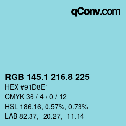 Code couleur: RGB 145.1 216.8 225 | qconv.com