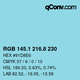 Color code: RGB 145.1 216.8 230 | qconv.com