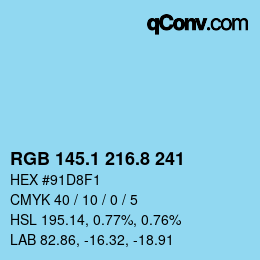 Color code: RGB 145.1 216.8 241 | qconv.com