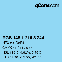 Color code: RGB 145.1 216.8 244 | qconv.com
