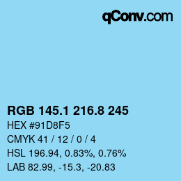 Color code: RGB 145.1 216.8 245 | qconv.com