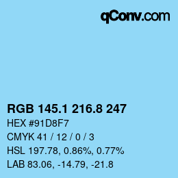 Color code: RGB 145.1 216.8 247 | qconv.com