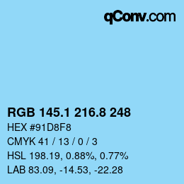 カラーコード: RGB 145.1 216.8 248 | qconv.com