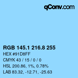 Color code: RGB 145.1 216.8 255 | qconv.com