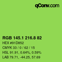 カラーコード: RGB 145.1 216.8 82 | qconv.com
