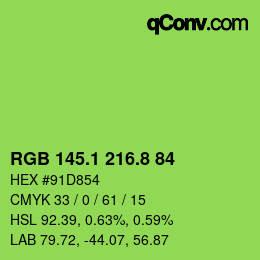 カラーコード: RGB 145.1 216.8 84 | qconv.com