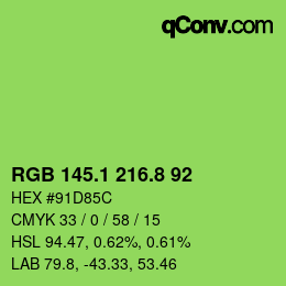 カラーコード: RGB 145.1 216.8 92 | qconv.com