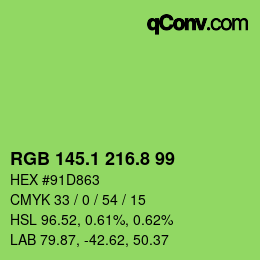 カラーコード: RGB 145.1 216.8 99 | qconv.com
