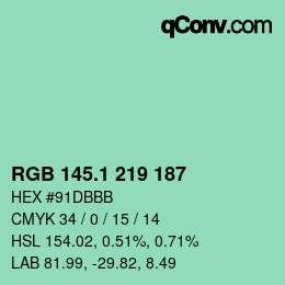 カラーコード: RGB 145.1 219 187 | qconv.com