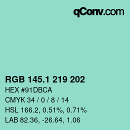 カラーコード: RGB 145.1 219 202 | qconv.com