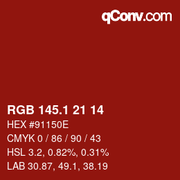 カラーコード: RGB 145.1 21 14 | qconv.com