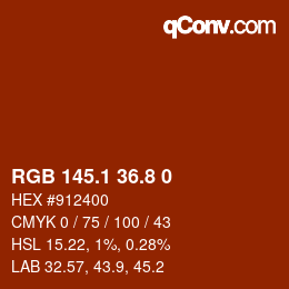 Color code: RGB 145.1 36.8 0 | qconv.com
