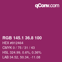 カラーコード: RGB 145.1 36.8 100 | qconv.com