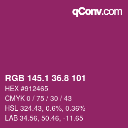 カラーコード: RGB 145.1 36.8 101 | qconv.com