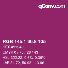 カラーコード: RGB 145.1 36.8 105 | qconv.com