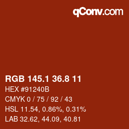 カラーコード: RGB 145.1 36.8 11 | qconv.com