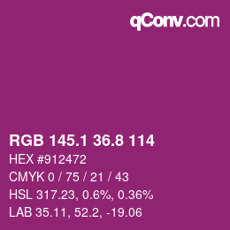 カラーコード: RGB 145.1 36.8 114 | qconv.com