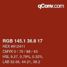カラーコード: RGB 145.1 36.8 17 | qconv.com