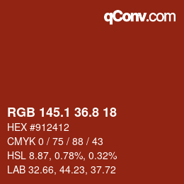 Color code: RGB 145.1 36.8 18 | qconv.com