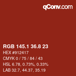 Color code: RGB 145.1 36.8 23 | qconv.com