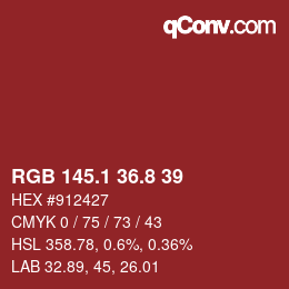 カラーコード: RGB 145.1 36.8 39 | qconv.com