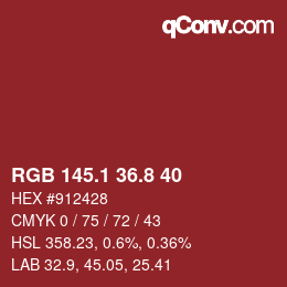 カラーコード: RGB 145.1 36.8 40 | qconv.com