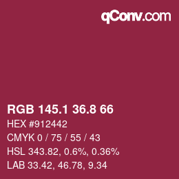 カラーコード: RGB 145.1 36.8 66 | qconv.com