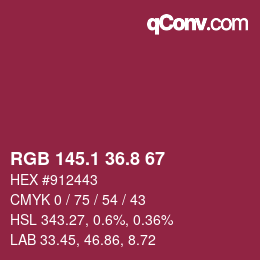 カラーコード: RGB 145.1 36.8 67 | qconv.com