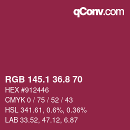 カラーコード: RGB 145.1 36.8 70 | qconv.com