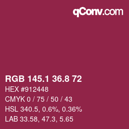 カラーコード: RGB 145.1 36.8 72 | qconv.com