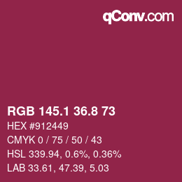 カラーコード: RGB 145.1 36.8 73 | qconv.com