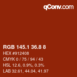 Color code: RGB 145.1 36.8 8 | qconv.com