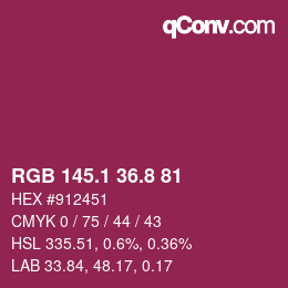 カラーコード: RGB 145.1 36.8 81 | qconv.com