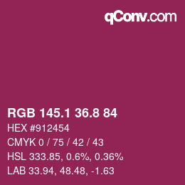 カラーコード: RGB 145.1 36.8 84 | qconv.com