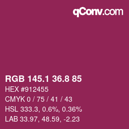 カラーコード: RGB 145.1 36.8 85 | qconv.com