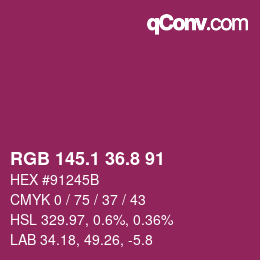 カラーコード: RGB 145.1 36.8 91 | qconv.com