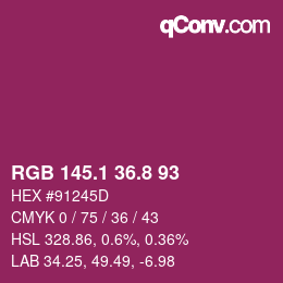カラーコード: RGB 145.1 36.8 93 | qconv.com