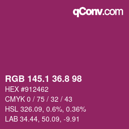 カラーコード: RGB 145.1 36.8 98 | qconv.com
