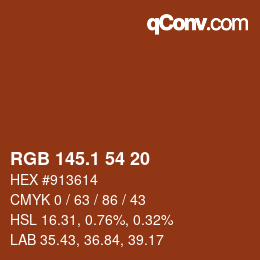 カラーコード: RGB 145.1 54 20 | qconv.com