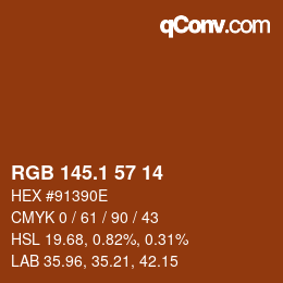 カラーコード: RGB 145.1 57 14 | qconv.com