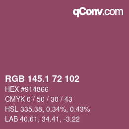 カラーコード: RGB 145.1 72 102 | qconv.com